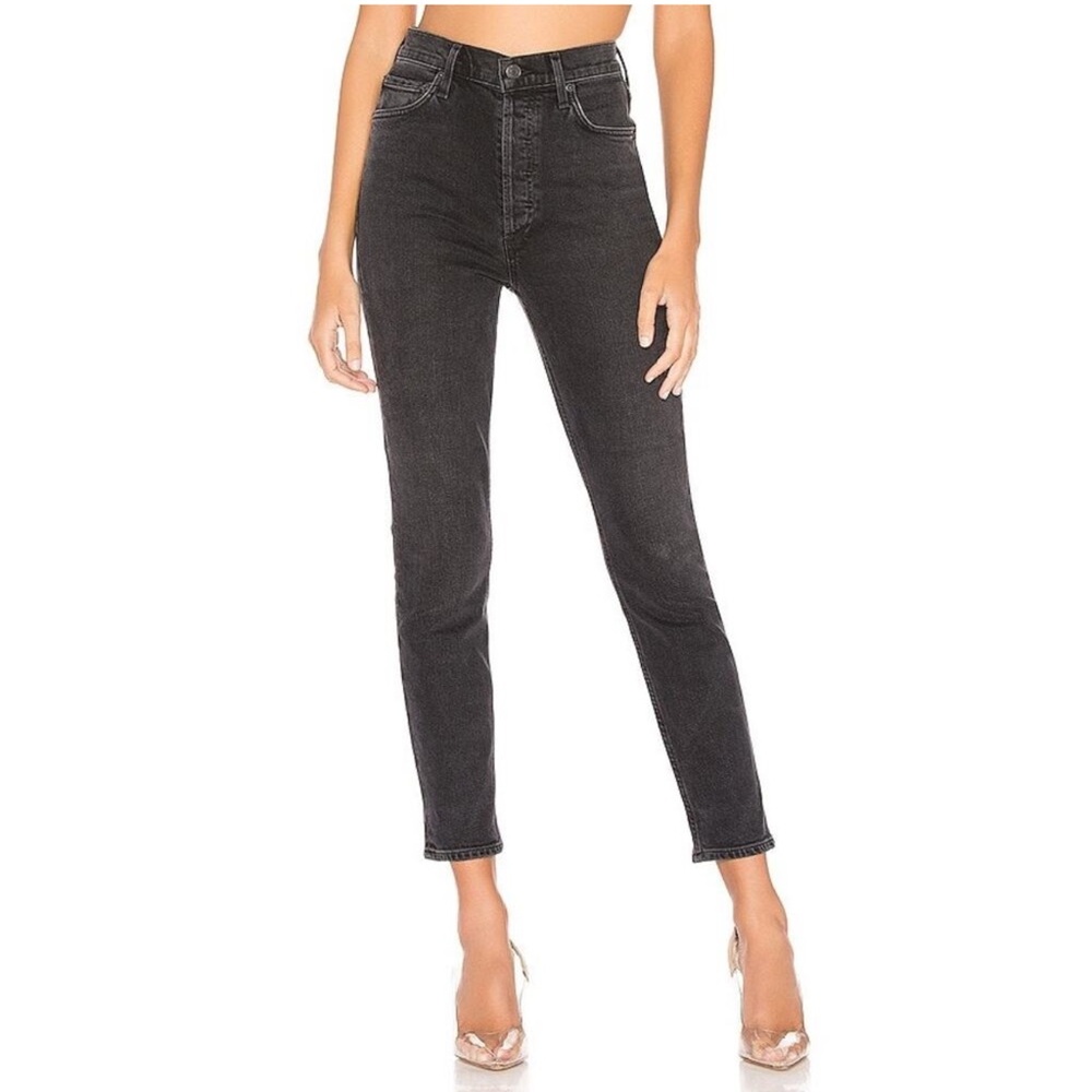 AGOLDE Women's Nico High Rise Stretch Skinny Denim Jeans Washed Black